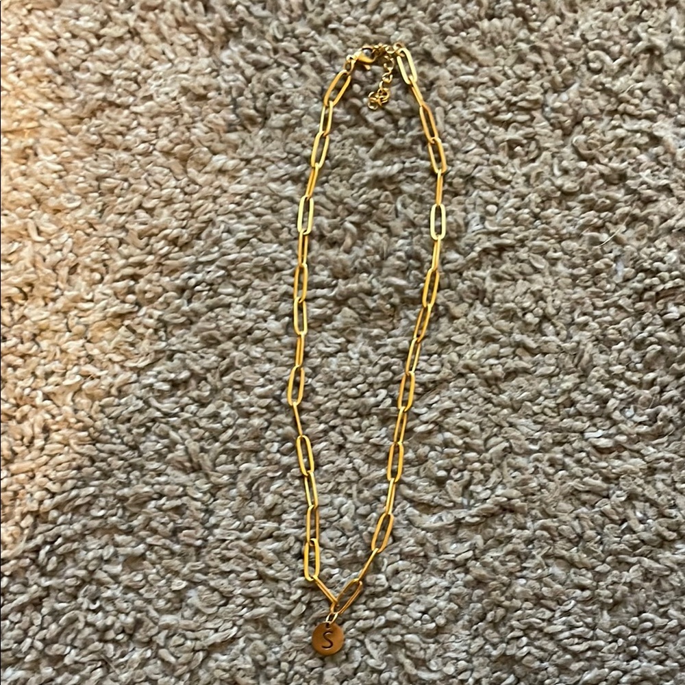 Gold Chain Necklace with Initial Pendant